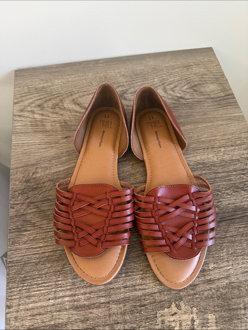 Time and Tru Women's Tan Braided D'Orsay Sandals